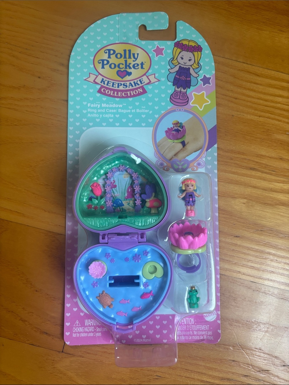 Polly Pocket Keepsake Collection Fairy Meadow Heart Compact - Purple & Teal